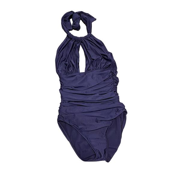 Lenny Niemeyer one piece swimsuit blue ruched halter wireless padded. Size Sp - Picture 1 of 5